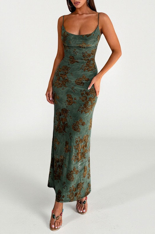 Chic Backless Slim Fit Maxi Floral Dress