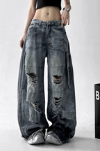 Washed Ripped Wide Leg Jeans