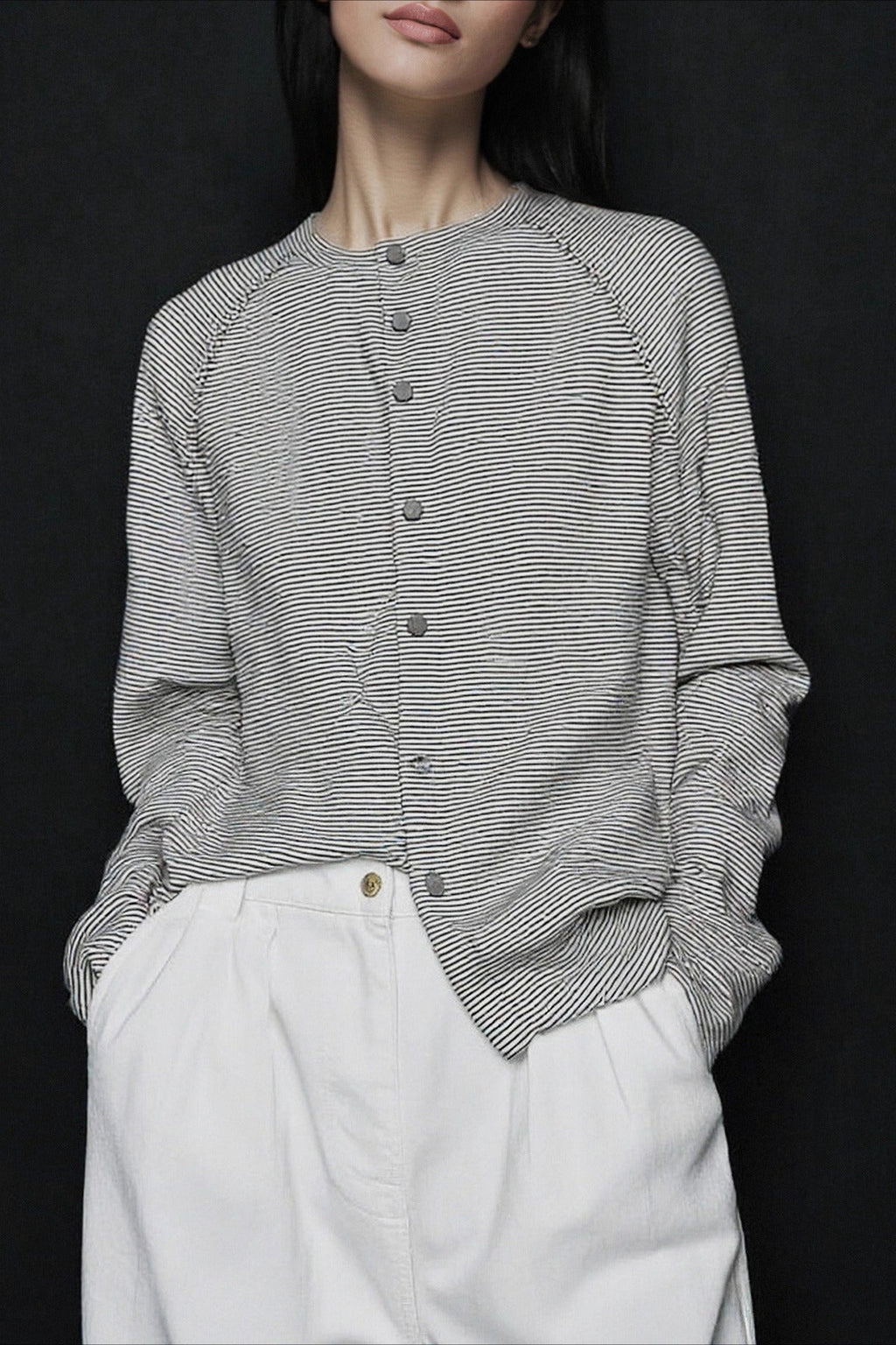 Relaxed Fit Striped Knit Top