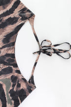 Sheer Chiffon Leopard Print Bikini Maxi Skirt Set