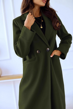 Wool Blend Double Breasted Lapel Elegant Overcoat