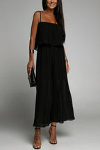 Pleated Suspender Jumpsuit