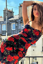 Floral Print Spaghetti Strap Vacation Maxi  Vacation Dress