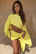 Bohemian Off Shoulder Top Side Slit Mini Skirt Set