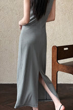Sleeveless Checkered Bodycon Maxi Dress
