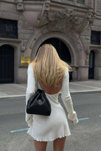 Sexy Fitted V Neck Open Back A Line Mini Dress