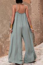 Vacation Casual Suspender Loose Wide Leg Jumpsuit