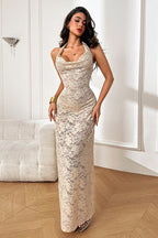 Sexy Sheer Halter Backless Lace Dress