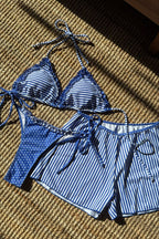 Colorblock Polka Dot Three Piece Swim Set