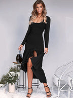 Solid Color High Waist Fishtail Dress