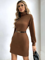 Slim high neck knitted dress