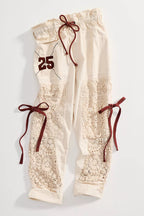 Rockaway Crochet Panels Bow Detail Elastic Waist Pocket Pull-On Craft Pants