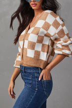 Checkmate Pocketed Knit Cardigan
