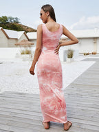 sleeveless tie-dye bag hip dress