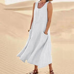 Teresa Aesthetic Sleeveless Dress with Pockets Made of Cotton and for Women Elevated Occasion Wear