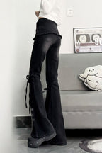 Y2K Vintage Bow Accent High Waist Slim Flare Jeans