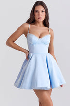Spaghetti Strap Puff Mini Party Dress
