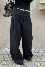 Chic Solid Pleated Wide Pants