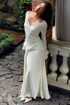 Bell Sleeve Lace Trim Birthday Dress
