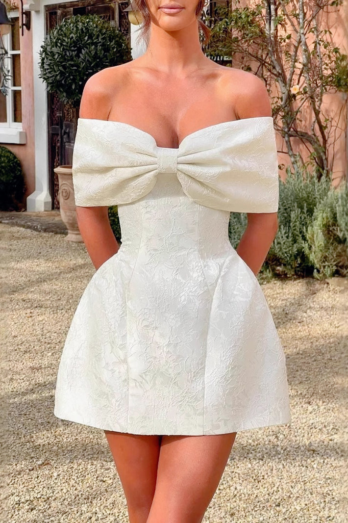 Backless OffShoulder Bow Birthday Dress
