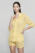 Crochet Lace Button Down Cardigan Vacation Set