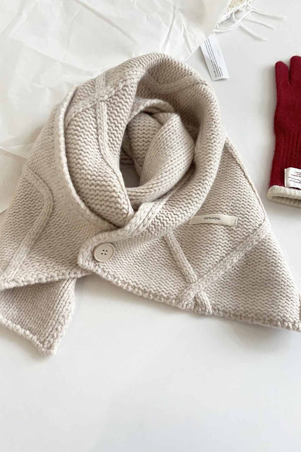 100% Wool Buttoned Convertible Scarf