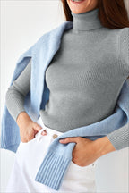 High Neck Pullover Slouchy Knit Sweater