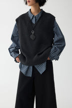Detachable Cowl VNeck Knit Top