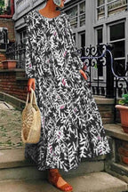 Jenny Aesthetic Printed Long Sleeve Dress, Casual Maxi Dress Premium Wardrobe Essential