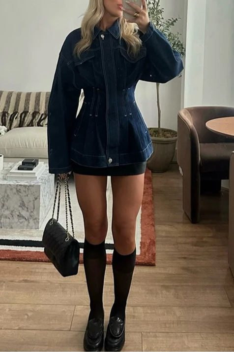 Washed Denim Slim Shirt Jacket