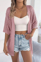 Solid Color Loose Short-sleeved Casual Knitted Cover-up