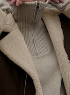 Vintage Oversized Suede Sherpa-Lined Coat
