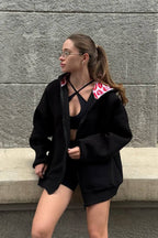 Oversized Boyfriend Lip Print Hoodie