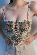 French Floral Bustier Corset Cami Top