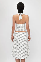 Sexy Polka Dot Halter Tie Top Low Rise Skirt Set