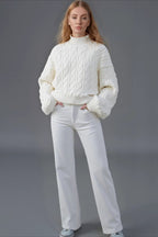 Cozy Half Neck Cable Sweater