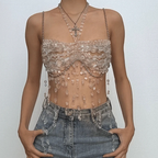 Glamour Ethereal Crystal-Chain Cami Top