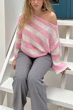 Loose Striped Fashionable All-match Long Sleeve Knitted Sweater