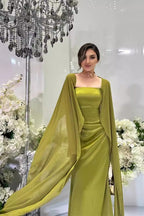 Stylish Long Patchwork Cape Formal Dress