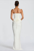 Sexy Slim Cami Solid Tie Back Reception Dress