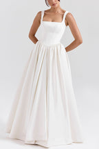 Kara Premium Wide Straps, Corset, Solid Color Maxi Dresses, White Statement Occasion Edit