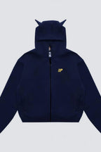 Plaid Color Block Zip Loose Hoodie