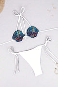 Colorful Sequined Shell Tie Two-piece Stretch Bikini Swimsuit