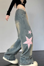 Streetwear Heart Patchwork Jeans