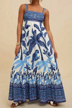 Tropical Print Square-Neck Cami Maxi Dress