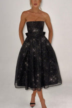 Kaylee Elevated Off Shoulder Backless Maxi Dress with Bow Chic Silhouette Collection