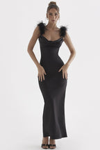 Feather Backless Bodycon Midi Dress