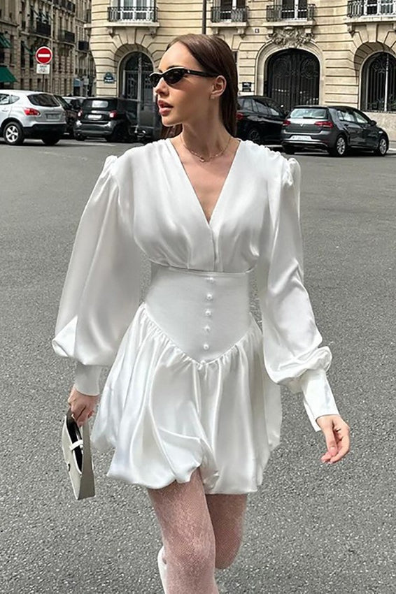 Elegant Satin Bubble Boho Dress
