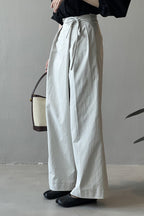 Asymmetrical Placket Tie Relaxed High Waist Long Pants