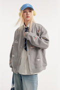 Cartoon Dog Terry Embroidery Cardigan